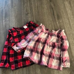 Girls flannel long sleeve shirts bundle